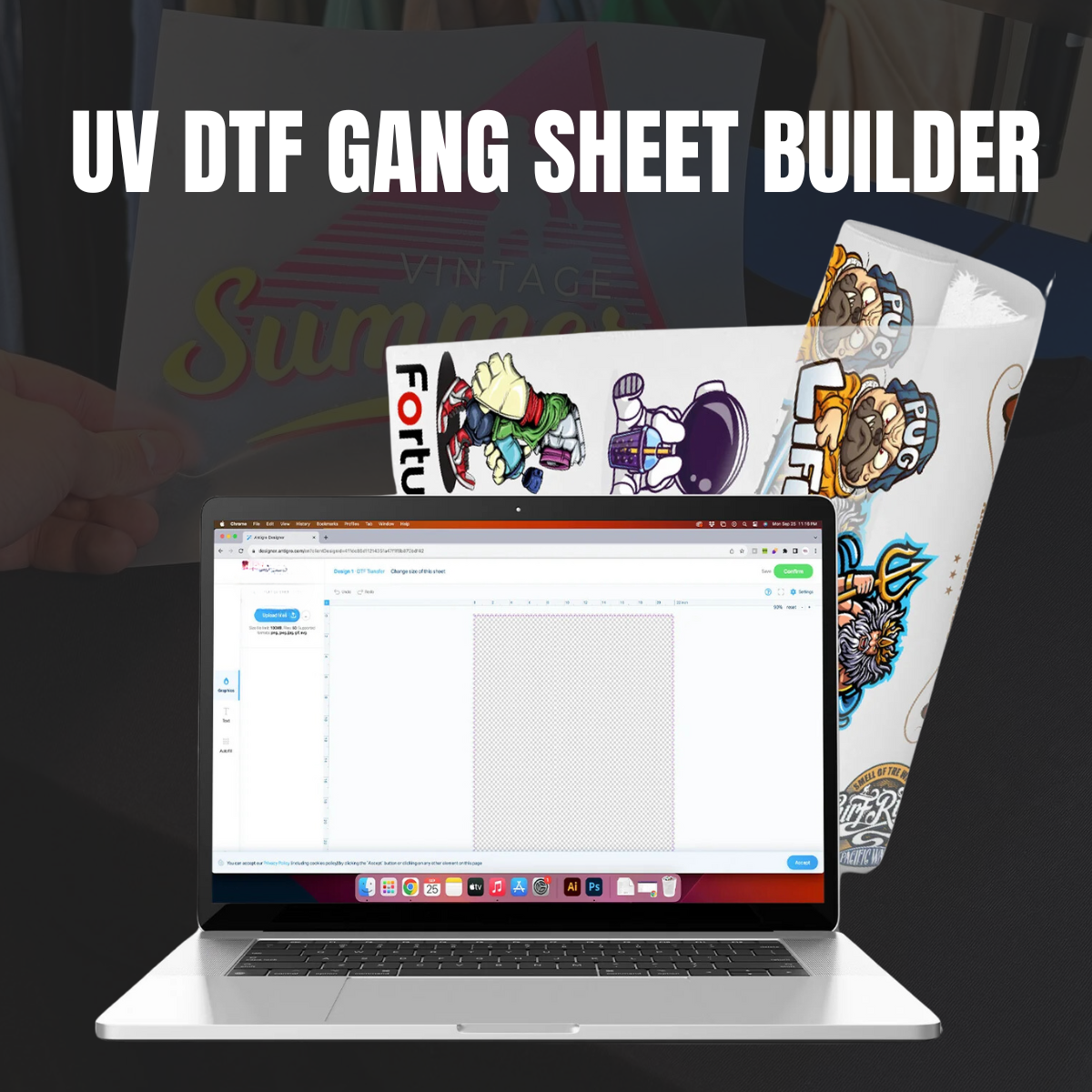 22'' Wide UV DTF Gang Sheets Builder